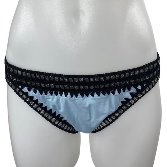 Bar III Be Weave It  Blue Silver Metallic Swimsuit Swimwear Bikini Bottom Size S - Picture 1 of 4